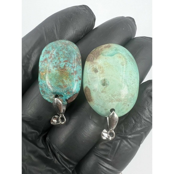8 Natural Persian Turquoise Pendants Metal Stainless Steel Hook Bulk Lot - Picture 7 of 11